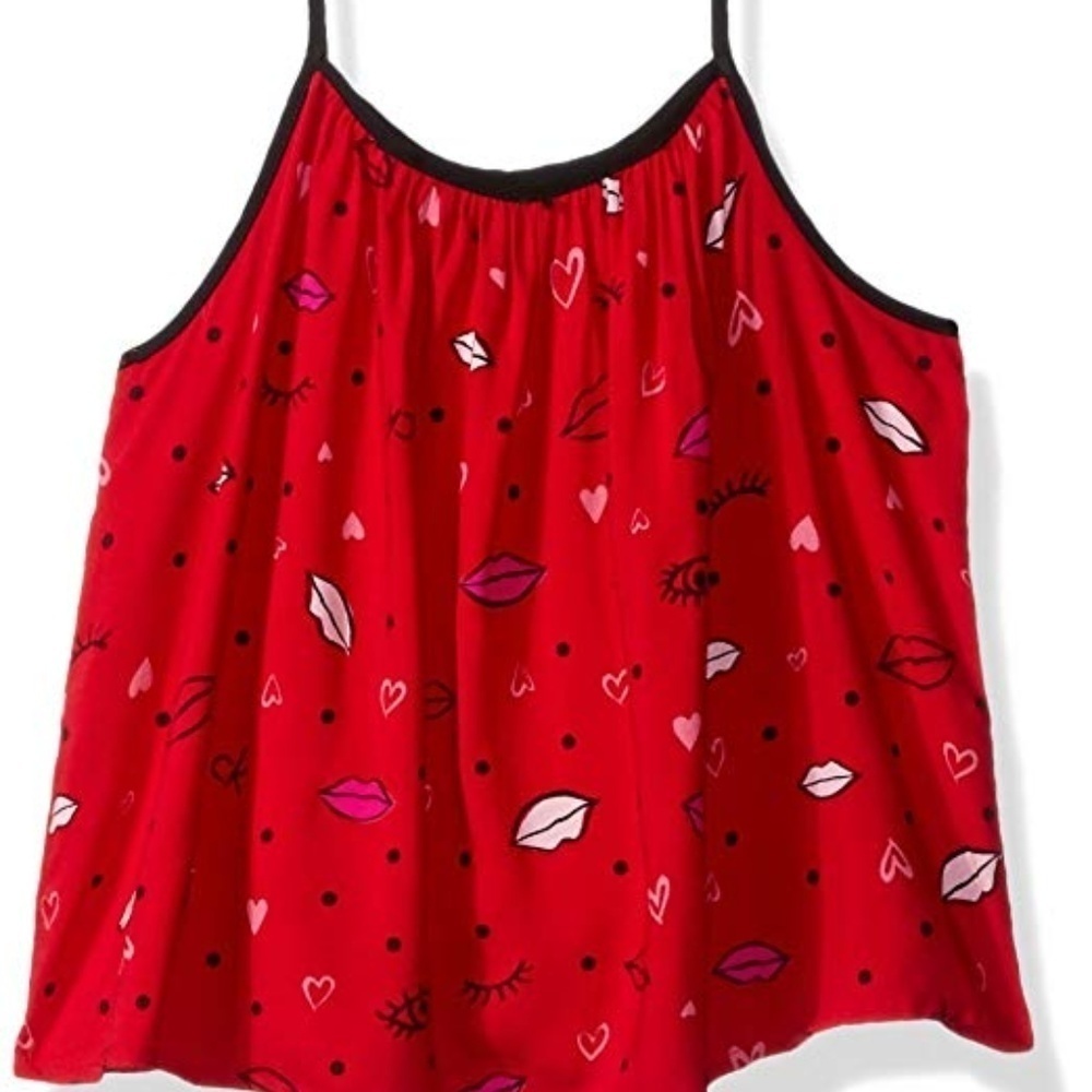 Calvin Klein Little Girls' Lip Print Tank Top Shirt Red, 5